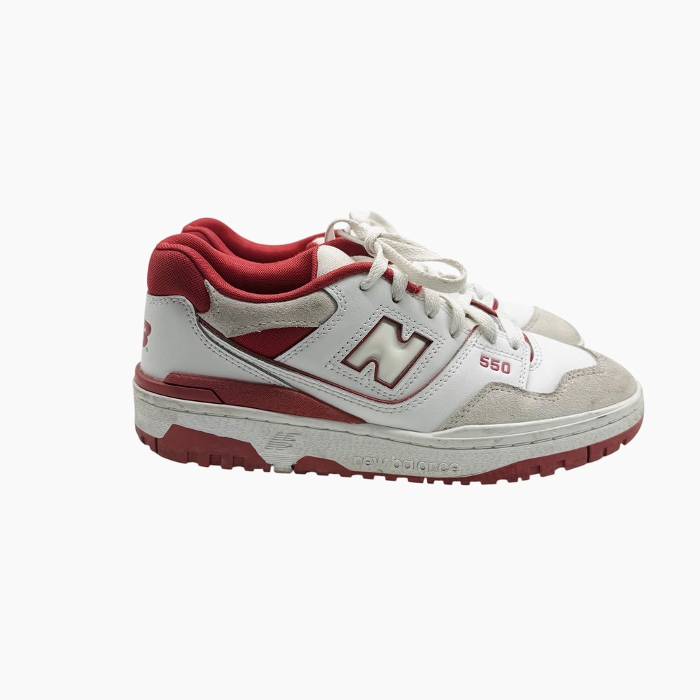 New Balance 550 Men's‎ White Red Suede Leather Low Top Sneakers Size 7
